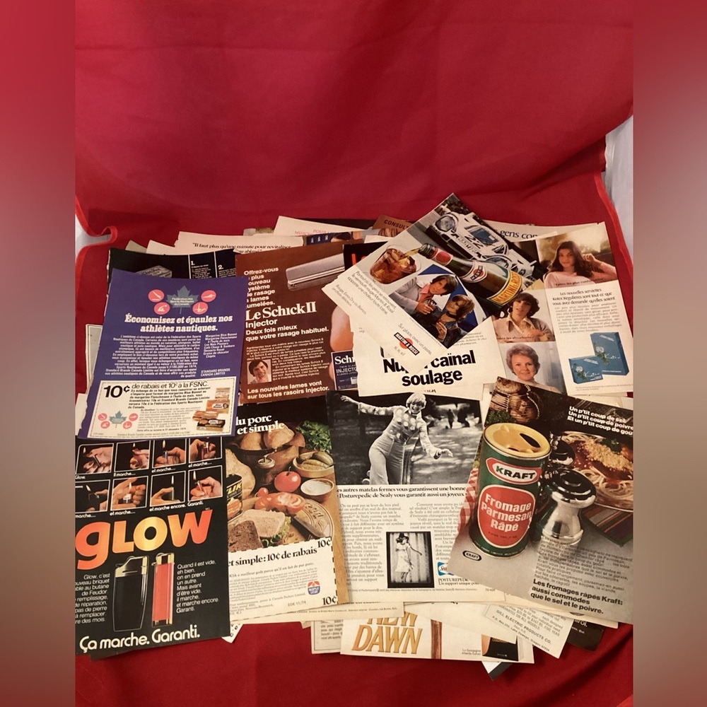 Vintage junk journal advertising clippings for scrapbooking and craft